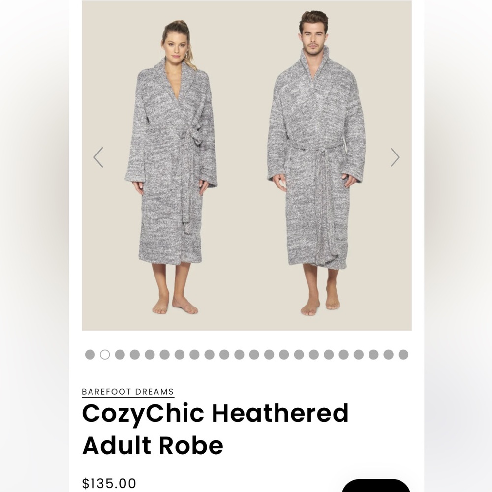 Barefoot Dreams CozyChic Robe Heathered Graphite Gray and White Robe
